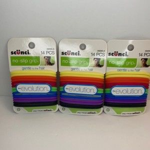 Scunci Evolution No Slip Grip Jelly Gel Hair Ties Ponytail Holders Rainbow